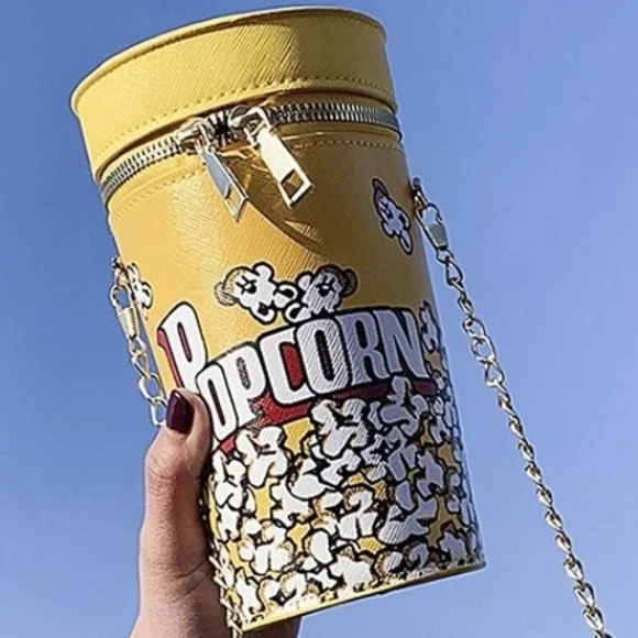 Playful Popcorn Print Yellow Crossbody Bag - Picture 4 of 14